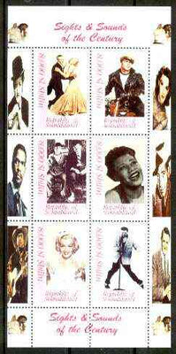 Somaliland 1999 Sights & Sounds of the Century - perf sheetlet of six (Fred & Ginger, Brando on Motorbike, Laurel & Hardy, Ella, Marilyn & Elvis) unmounted mint