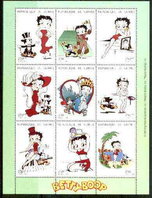 Guinea - Conakry 1998 Betty Boop perf sheetlet containing complete set of 9 values unmounted mint