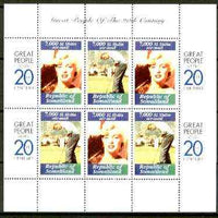 Somaliland 1999 Great People of the 20th Century - Marilyn Monroe & Arnold Palmer perf sheetlet containing 6 x 7,000 sl Airmail values unmounted mint