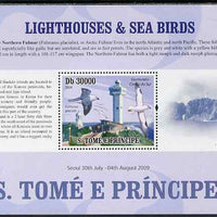 St Thomas & Prince Islands 2009 Lighthouses and Sea Birds - Norther Fulmar perf s/sheet (English Text) unmounted mint