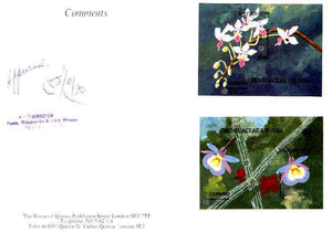 Bhutan 1990 Orchids - Phalaenopsis equestris & Dendrobium loddigesii imperf m/sheets mounted in Folder entitled 'Your Proofs from the House of Questa', signed and approved by Director PTT, exceptionally rare ex Government archives,(Sc 889 & 887)