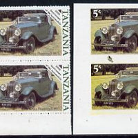 Tanzania 1986 Centenary of Motoring 5s Rolls Royce Phantom in unmounted mint imperf marginal pair (SG 457) plus normal pair