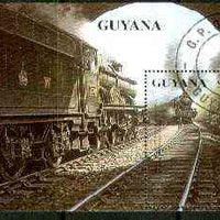 Guyana 1990 British Steam Locomotives m/sheet (GWR Castle Class) fine cto used Sc #2296