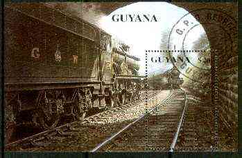 Guyana 1990 British Steam Locomotives m/sheet (GWR Castle Class) fine cto used Sc #2296