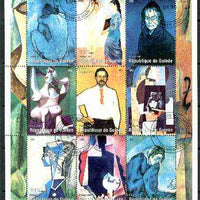 Guinea - Conakry 1998 Paintings by Picasso perf sheetlet #1 containing complete set of 9 values fine cto used