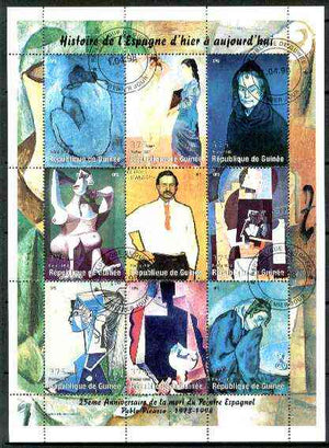 Guinea - Conakry 1998 Paintings by Picasso perf sheetlet #1 containing complete set of 9 values fine cto used