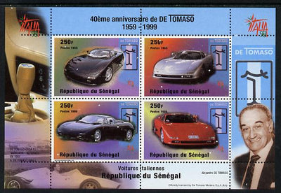 Senegal 1998 40th Anniversary of Tomaso Cars perf sheetlet containing 4 values unmounted mint