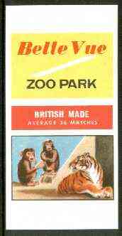 Match Box Labels - Belle Vue Zoo (Monkeys & Lion) 'All Round the Box' matchbox label in superb unused condition