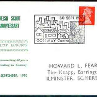 Great Britain 1970 Commemorative cover for Welsh Scout Anniversary (60 yrs of Scouting in Conway) with special illustrated cancel