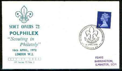 Great Britain 1972 Commemorative cover for Polphilex 'Scouting in Philately' with special illustrated cancel