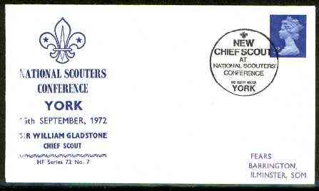 Great Britain 1972 Commemorative cover for York National Scouters Conferencee with special 'New Chief Scout' cancel