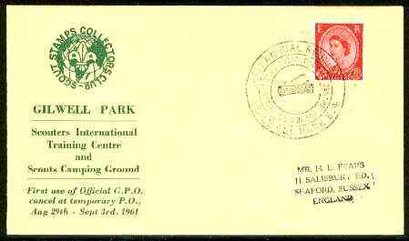 Great Britain 1961 Commemorative cover for Gilwell Park Int Training Centre with special illustrated 'Reunion' first day cancel