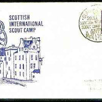 Great Britain 1968 Commemorative cover for Scottish International Scout Camp with special illustrated 'last day' cancel (Scottish 3d stamp with missing phosphor)