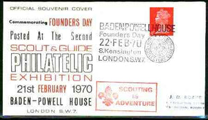 Great Britain 1970 commemorative cover for the Second Scout & Guide Philatelic Exhibition with special illustrated Baden-Powell House cancel