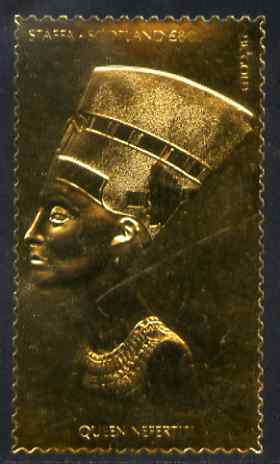 Staffa 1981 Egyptology £8 Queen Nefertiti embossed in 23k gold foil (Rosen #1034) unmounted mint