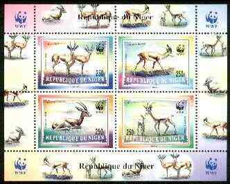 Niger Republic 1998 WWF Logo opt'd on Gazelles perf m/sheet containing complete set of 4 values unmounted mint