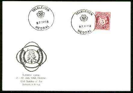 Norway 1968 Commemorative card for Heddal National Girl Guide Camp with special illustrated cancel