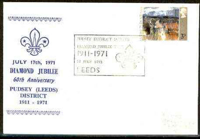 Great Britain 1971 Commemorative cover for Pudsey (Leeds) Scout Diamond Jubilee with special illustrated cancel