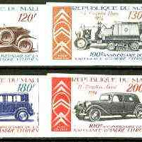 Mali 1978 Birth Centenary of Andre Citroen (Automobile Pioneer) set of 4 imperf from limited printing unmounted mint, as SG 637-40 (gutter pairs available price x 2)