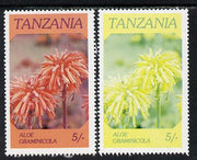 Tanzania 1986 Flowers 5s (Aloe) with red omitted, complete sheetlet of 8 plus normal sheet, both unmounted mint as SG 475