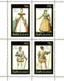 Staffa 1982 French Costumes of 16th Century #1 perf sheet containing set of 4 values unmounted mint