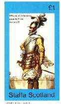 Staffa 1982 French Costumes of 16th Century #2 (Officer to Henry IV) imperf souvenir sheet (£1 value) unmounted mint