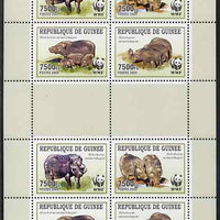 Guinea - Conakry 2009 WWF - Wild Boar perf sheetlet containing 2 sets of 4 in se-tenant blocks unmounted mint