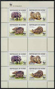 Guinea - Conakry 2009 WWF - Wild Boar perf sheetlet containing 2 sets of 4 in se-tenant blocks unmounted mint