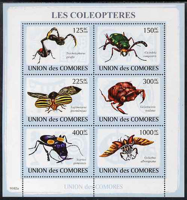 Comoro Islands 2009 Insects perf sheetlet containing set of 6 unmounted mint