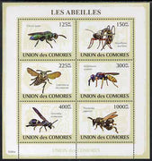 Comoro Islands 2009 Bees perf sheetlet containing set of 6 unmounted mint