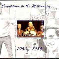 Angola 1999 Countdown to the Millennium #06 (1950-1959) perf souvenir sheet (Pope, Chess & Tony Jacklin) unmounted mint