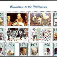 Angola 1999 Countdown to the Millennium #08 (1970-1979) perf sheetlet containing 4 values (Pope John Paul II, Apollo 13, Jackson 5, Chess & Tony Jacklin) unmounted mint