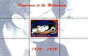 Angola 1999 Countdown to the Millennium #08 (1970-1979) perf souvenir sheet (Peanuts Cartoon, Marilyn & Joe Dimaggio) unmounted mint