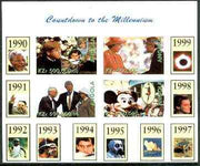 Angola 1999 Countdown to the Millennium #10 (1990-1999) imperf sheetlet containing 4 values (Elton John & Diana, Senna, Euro-Disney, Queen & Peace in Middle East) unmounted mint