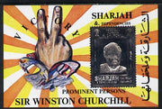 Sharjah 1972 (?) Churchill 6r m/sheet with main design embossed in silver unmounted mint