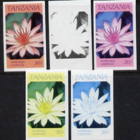 Tanzania 1986 Flowers 30s (Nymphaea) set of 5 imperf progressive colour proofs unmounted mint (as SG 477)