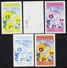 Tanzania 1986 Flowers 1s50 (Hibiscus) set of 5 imperf progressive colour proofs unmounted mint (as SG 474)