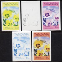 Tanzania 1986 Flowers 1s50 (Hibiscus) set of 5 imperf progressive colour proofs unmounted mint (as SG 474)