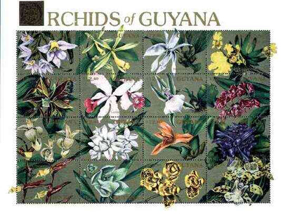 Guyana 1990 Orchids of Guyana sheetlet #04 containing set of 16 values unmounted mint, Sc #2370