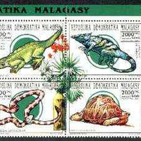 Madagascar 1993 Reptiles se-tenant block of 4 unmounted mint