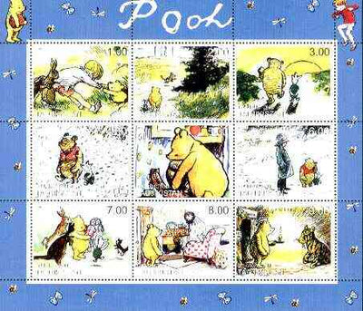 Tadjikistan 1999 Winnie the Pooh perf sheetlet containing set of 9 values unmounted mint