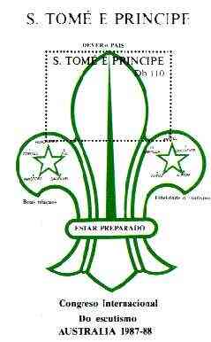 St Thomas & Prince Islands 1988 Australian International Scout Congress unmounted mint souvenir sheet