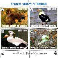 Somalia (Central States) 1998 WWF - Birds sheetlet containing set of 4 unmounted mint