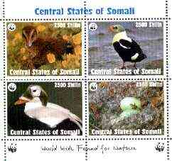 Somalia (Central States) 1998 WWF - Birds sheetlet containing set of 4 unmounted mint