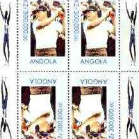 Angola 1999 Great People of the 20th Century - Lee Trevino (Golfer) perf sheetlet of 4 (2 tete-beche pairs) unmounted mint