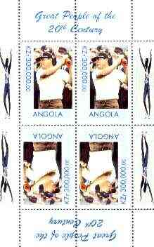 Angola 1999 Great People of the 20th Century - Lee Trevino (Golfer) perf sheetlet of 4 (2 tete-beche pairs) unmounted mint