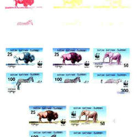 Batum 1994 WWF Wild Animals (Zebra, Bison, Cheetah & Elephant) the set of 7 imperf progressive colour proofs comprising the 4 individual colours plus 2, 3 and all 4-colour composites unmounted mint