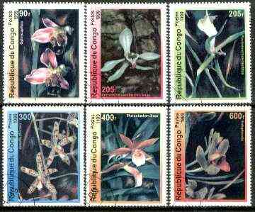 Congo 1999 Orchids complete set of 6 values fine cto used*