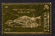 Dominica 1978 History of Aviation (Santos-Dumont's Dragonfly) $16 embossed on 23k gold foil unmounted mint