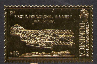 Dominica 1978 History of Aviation (First International Air Meet) $16 embossed on 23k gold foil unmounted mint